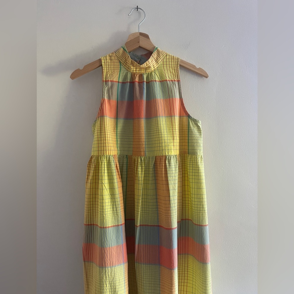 Urban Outfitters Yellow and Orange Plaid Midi Dress - Picture 12 of 16